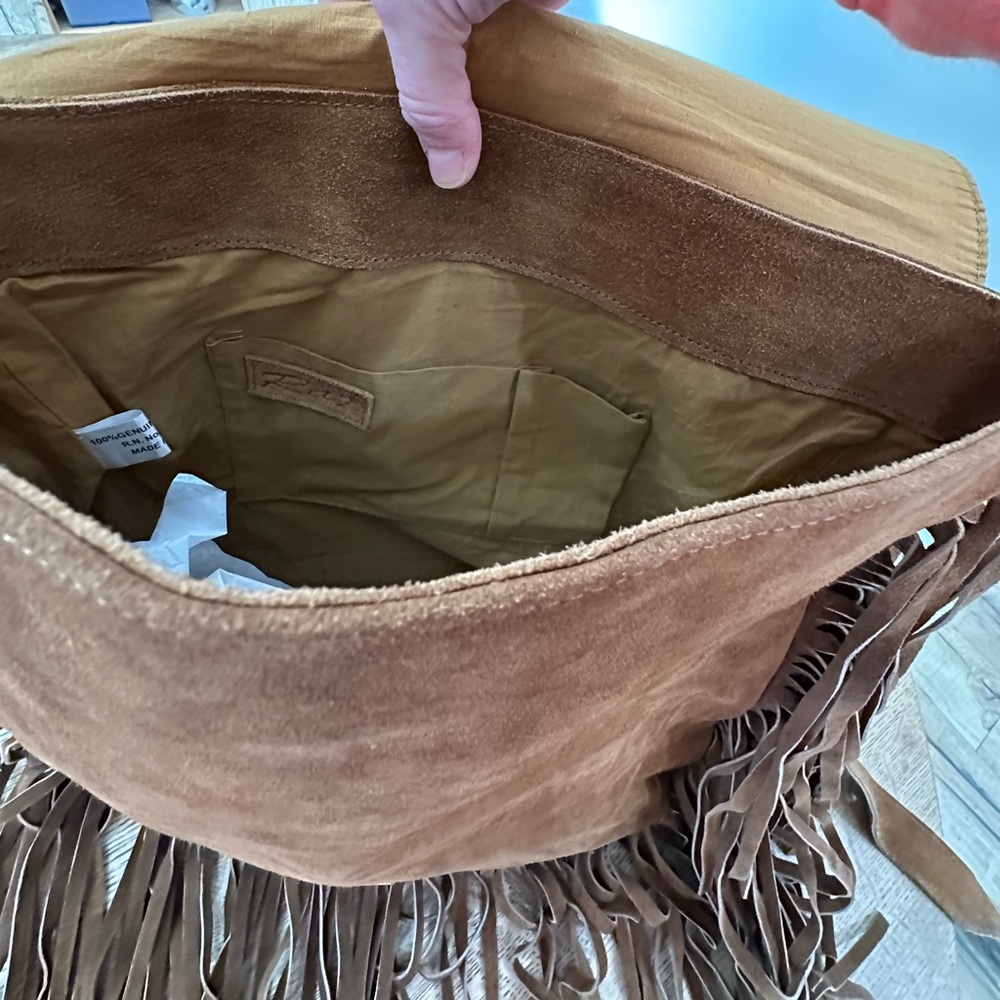 Anthropologie RAJ raj Suede Fringe Crossbody Cross Body Boho Messenger Bag - Picture 11 of 16